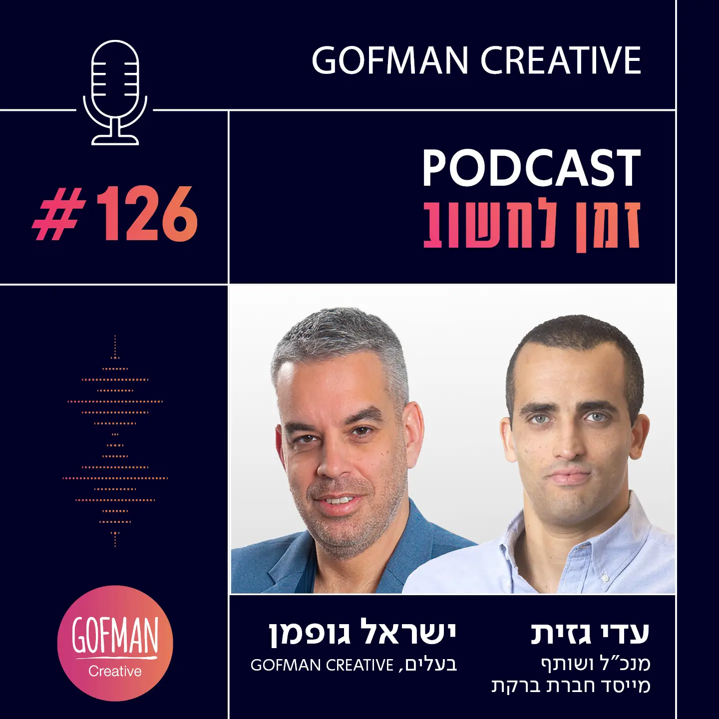 'זמן לחשוב' | ישראל גופמן ועדי גזית | #126בפרק נוסף של הפודקאסט 'זמן לחשוב' של Gofman Creative - גופמן קריאייטיב', מאחר ישראל גופמן את עדי גזית, מנכ"ל ושותף מייסד בחברת 'ברקת', חברת מימון העוסקת במתן הלוואות בתחום הנדל"ן. בפרק זה מדברים השניים על ההווה והעתיד של השוק למגורים, מחירי הדיור, הריביות ואיך כל זה משפיע על צרכן הקצה – רוכש הדירות הפוטנציאלי. לדבריו של גזית "הכלכלה מנצחת בסופו של דבר וגם אם יהיה קיפאון במכירות הדירות, המשחק הוא של ביקוש והיצע וכל עוד ימשך הביקוש לדירות, המחירים לא צפויים לרדת ואף עשויים לשוב ולעלות". הקליקו להאזנה לפרק המלא >>